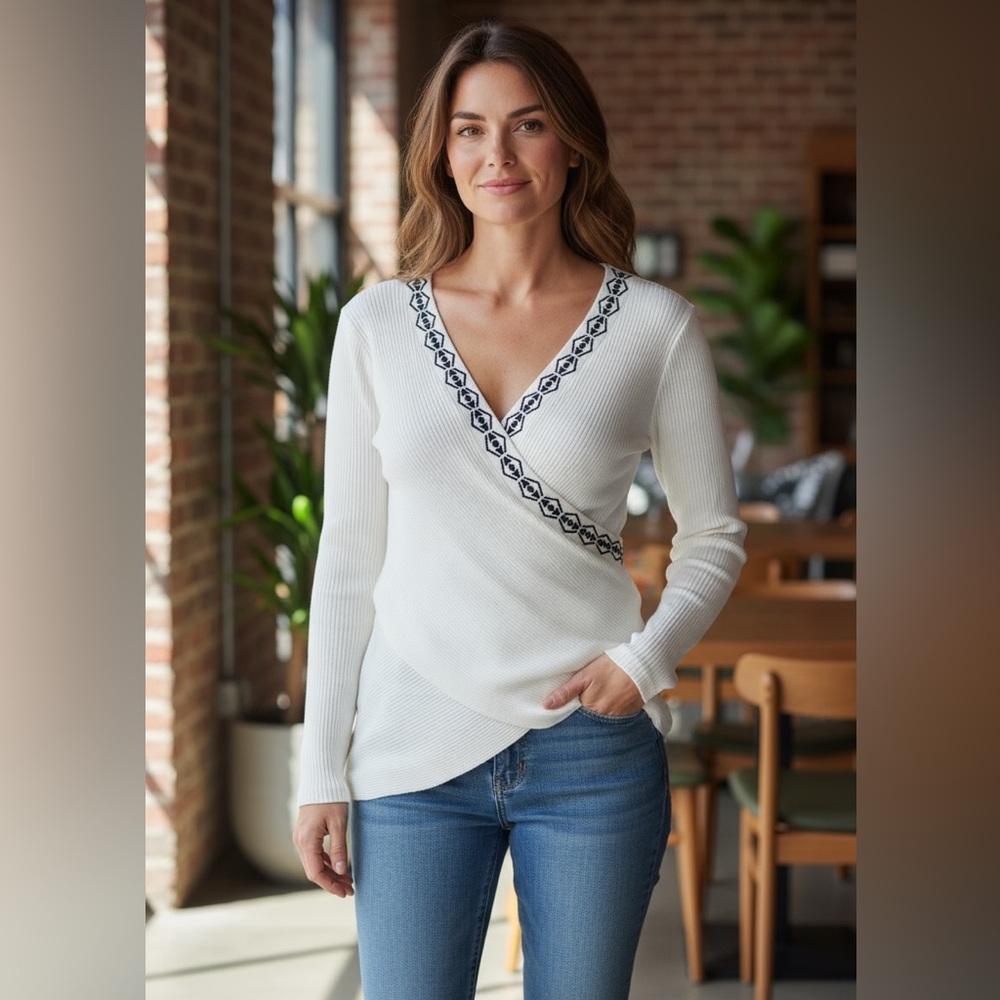 Monroe & Main Wrap Front Sweater, NWT